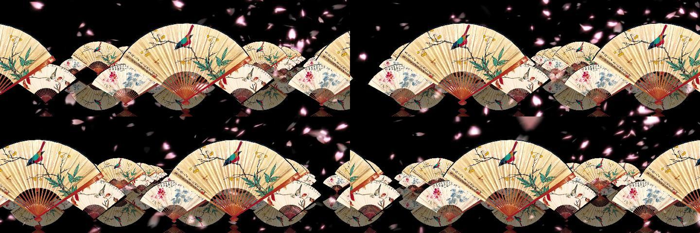 中国风樱花扇子背景 3000x1000 高清视频素材下载 编号 4063552 舞台背景 Vj师网www Vjshi Com