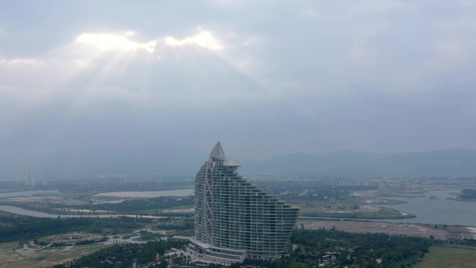 海南三亚红树林酒店航拍延时