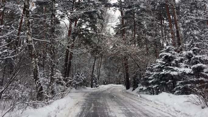 冬季雪花道路大背景素材