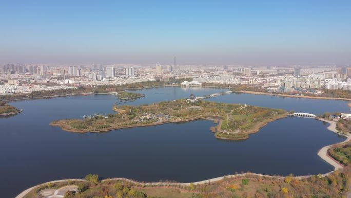 4K-原素材-东营清风湖航拍