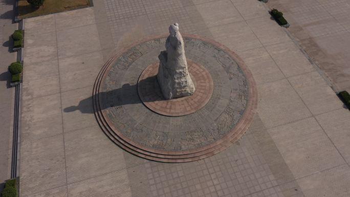 4K-原素材-农圣贾思勰雕像航拍