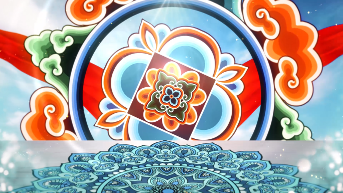 藏族藏式花纹民族图案民族舞背景视频