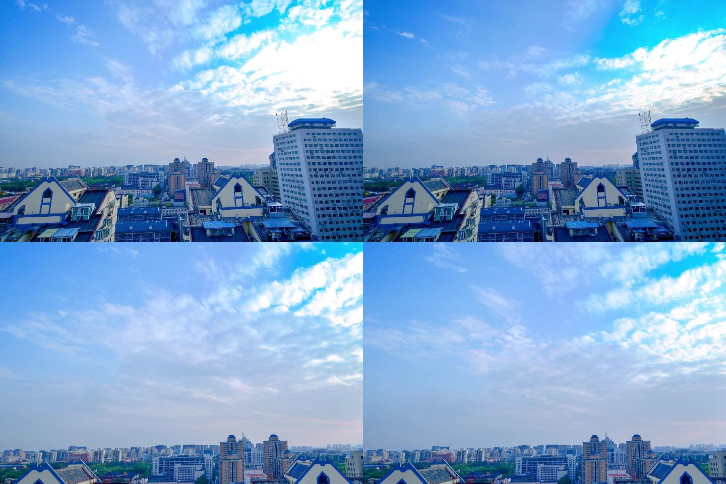 社区楼房俯瞰北京小区蓝天