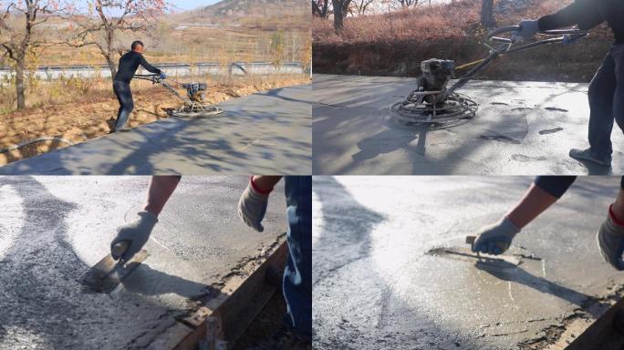 农村修路-修路工人施工-山村道路