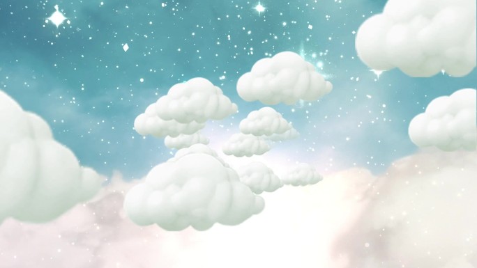 云朵棉花糖卡通云层六一儿童节表演背景