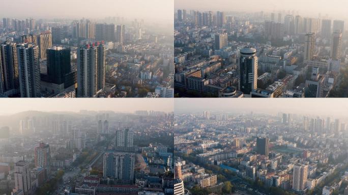 荆门城区环境污染航拍4K