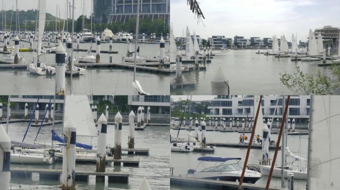 厦门港湾停泊的帆船
