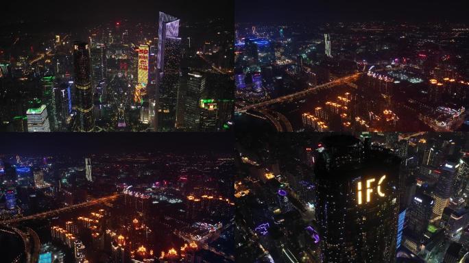 广州市珠江新城新中轴线东塔、西塔高清航拍