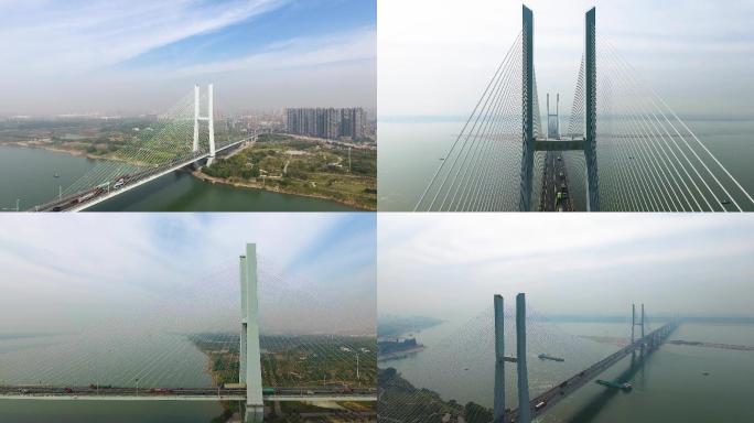 荆州长江大桥航拍4K素材
