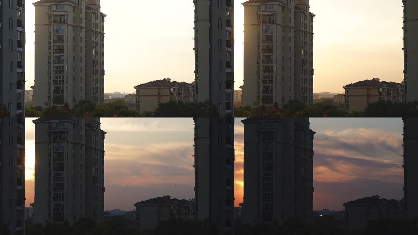 4K延时拍摄夕阳下的住宅