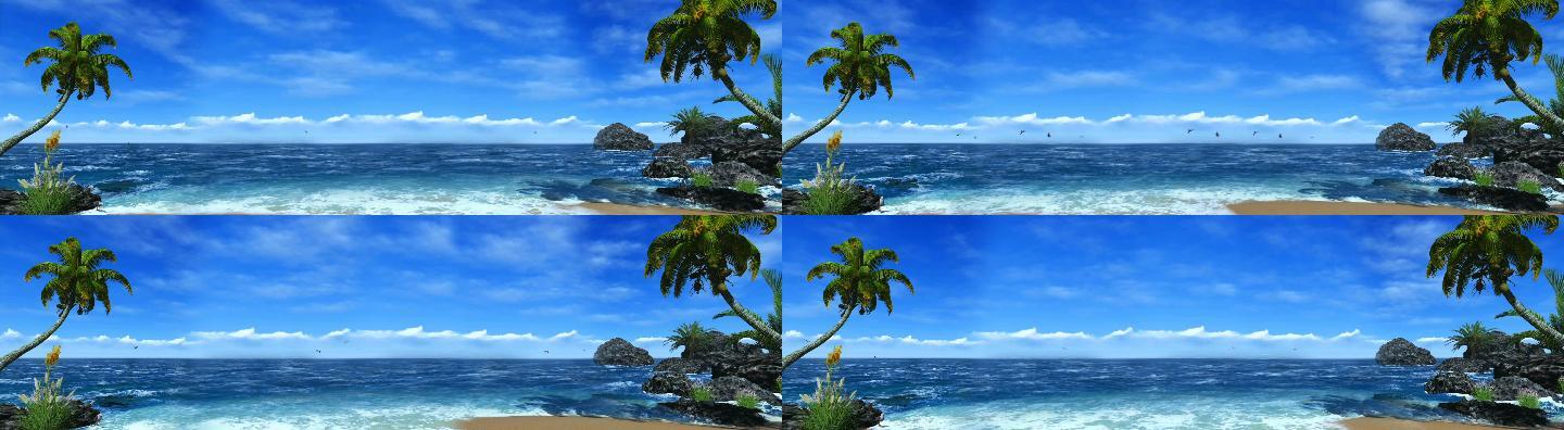 夏日海边海浪沙滩椰子树