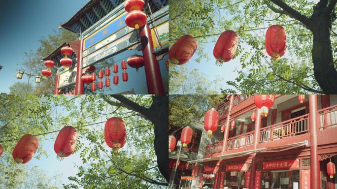 中国风旅游街区门楼牌坊红灯笼