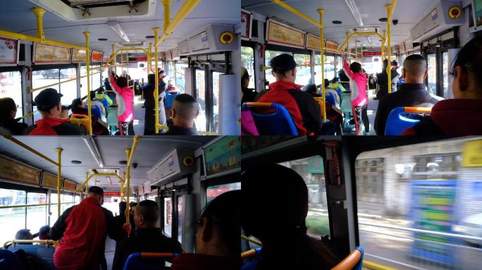 公交车公交公交车内部乘坐公交车