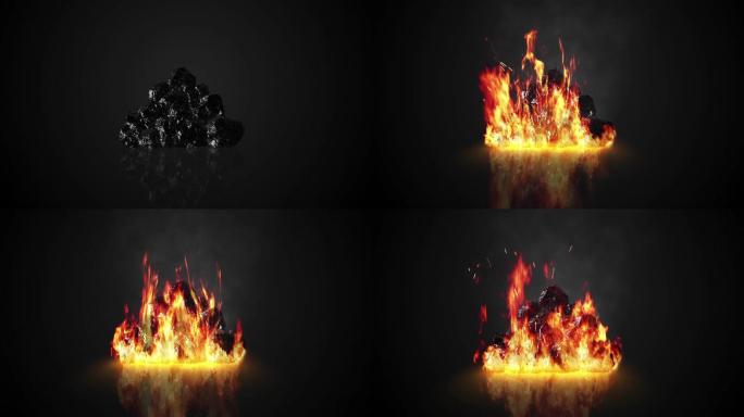 AE模版煤炭燃烧含成品视频素材