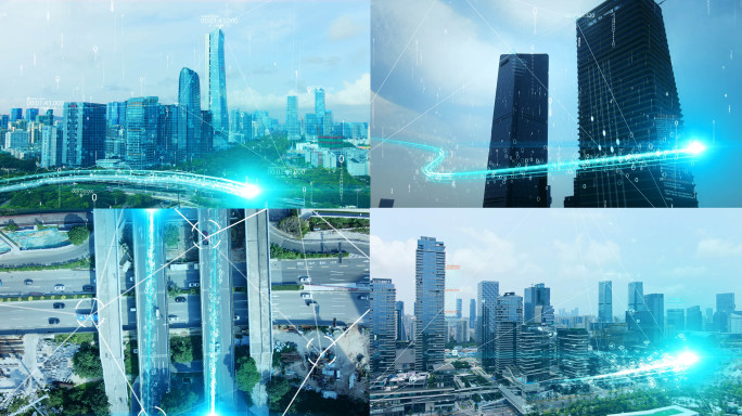 光线粒子智慧城市-4k