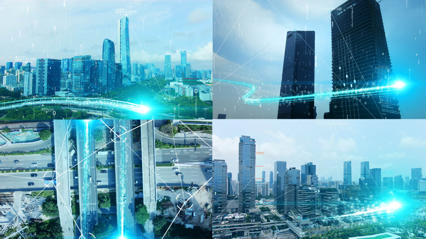 光线粒子智慧城市-4k