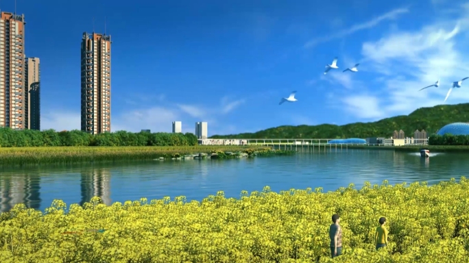 三维生态城市湿地公园动画