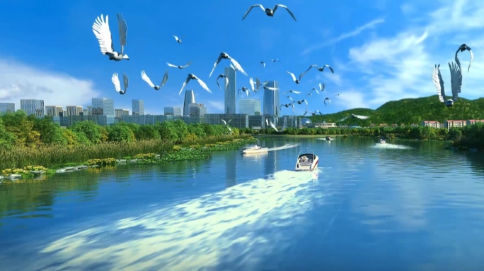 三维生态城市湿地公园动画