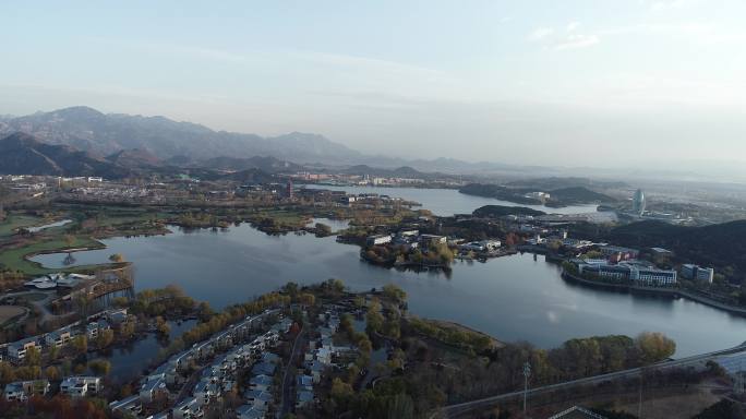 航拍4K北京怀柔雁西湖酒店会议中心