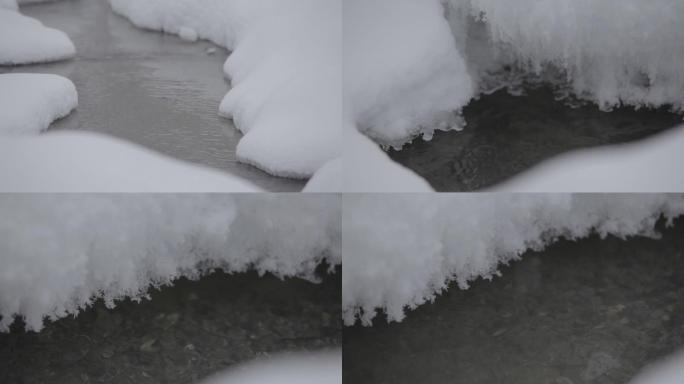 冬季河水冰雪融水