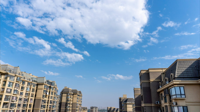 小区蓝天、天空延时