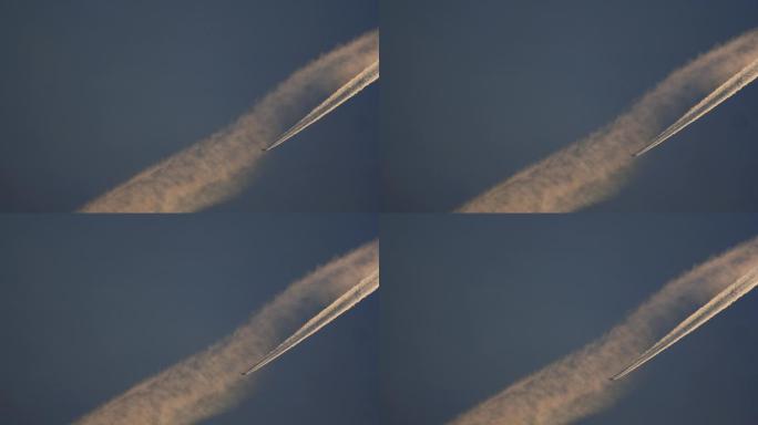 4K飞机划过天空痕迹
