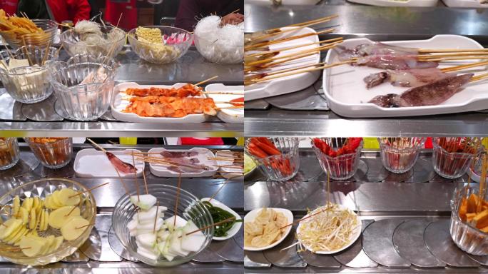 4K食材-蔬菜-串串小火锅-旋转小火锅