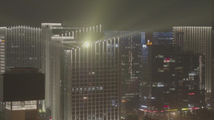 航拍城市建筑群夜景高楼大厦灯光