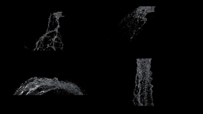 8组水流水溅开叠加视频素材