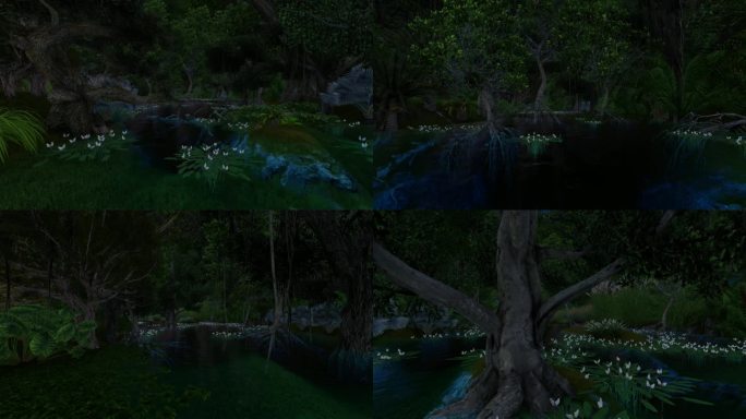 热带雨林河流穿梭动画-夜景