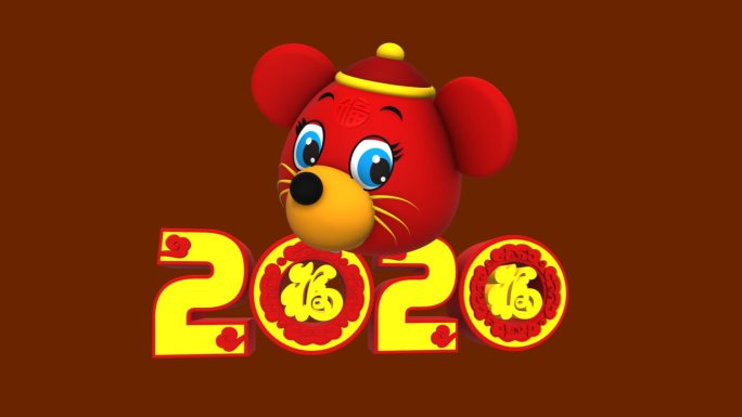 2020鼠吉祥物旋转角标