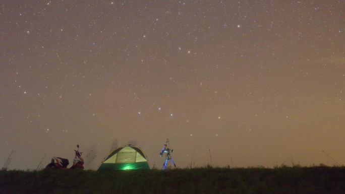 延时摄影星空森林剪影摩托汽车平原夜景帐篷