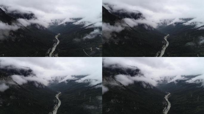 山间沟壑河流云雾自然风景高清4K