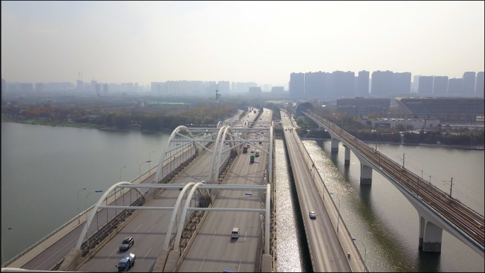 西安广运大桥航拍