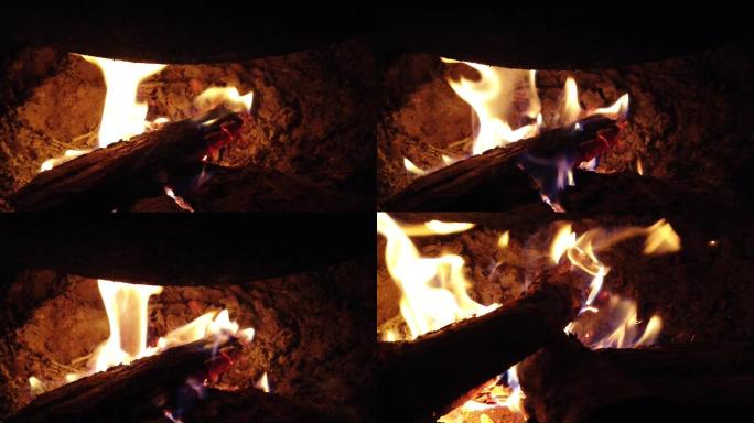 【高清视频】烧柴土灶篝火升格镜头