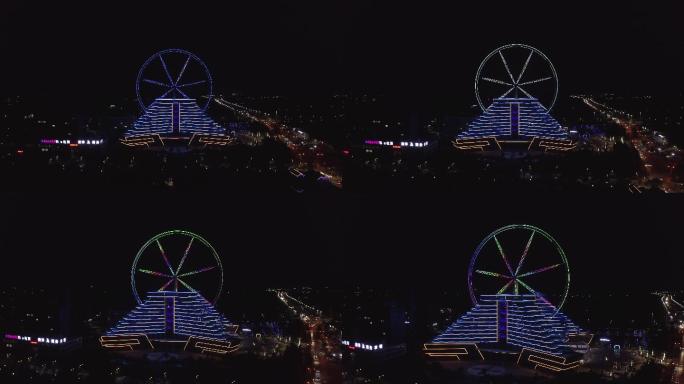 4K-原素材-聊城水城之眼摩天轮夜景
