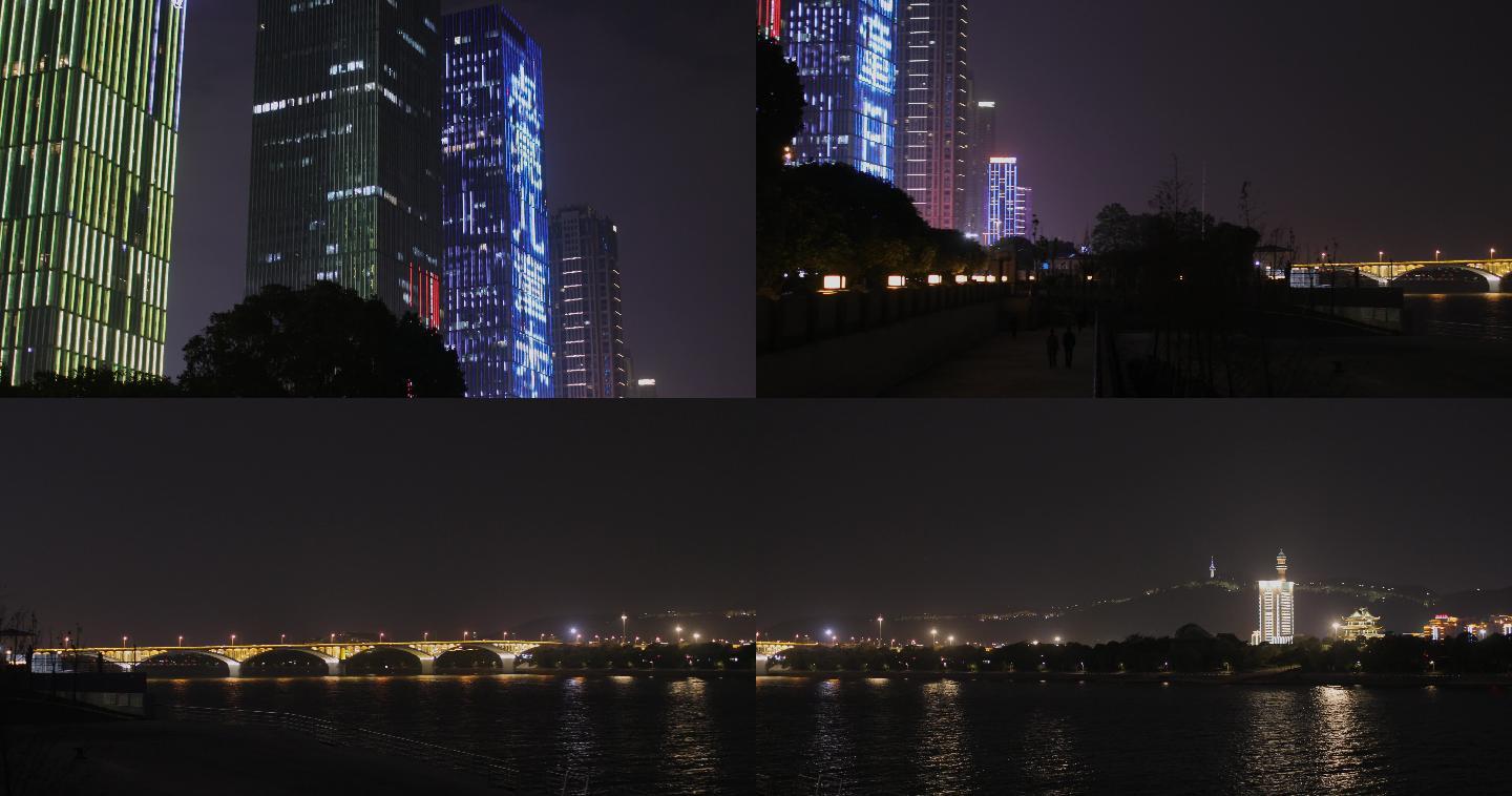 长沙湘江万达广场一桥夜景【4K】