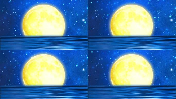 中国风月亮星光粒子舞台背景视频