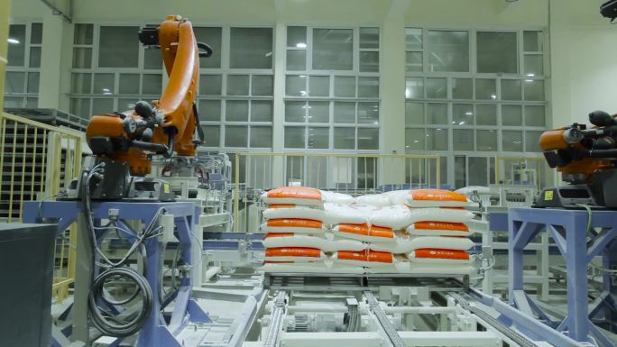 机器人抓取粮面袋工业科技