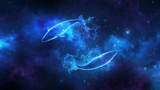 星空背景鲸鱼4k（01）-无缝循环