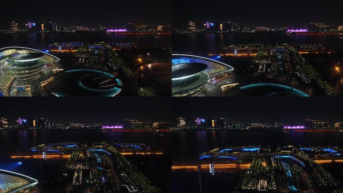 4k杭州城市夜景高清航拍