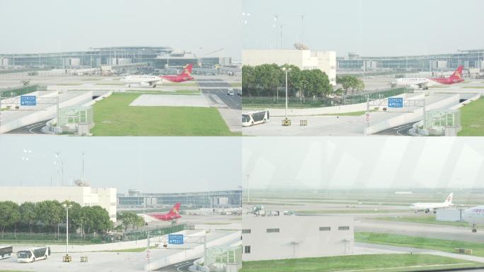 上海浦东国际机场4K飞机滑行素材