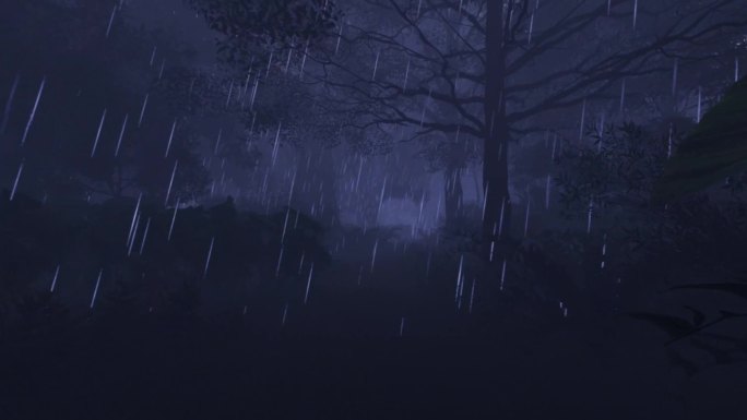 三维树林森林下雨穿梭动画