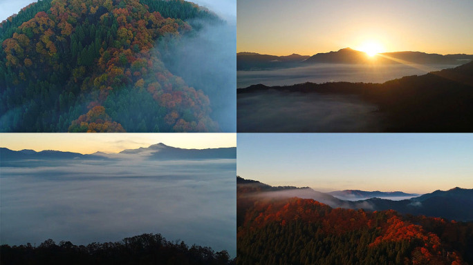 山脉日出云层延时大气航拍4k