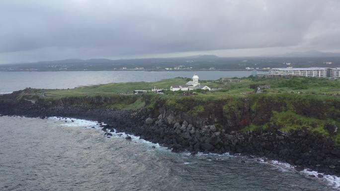 4K原素材-航拍济州岛涉地可支海岸线