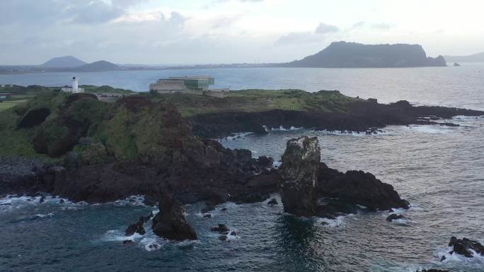 4K原素材-航拍济州岛涉地可支海岸线