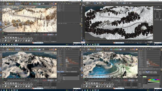 C4D+FBX+3dsmax-雪山公路