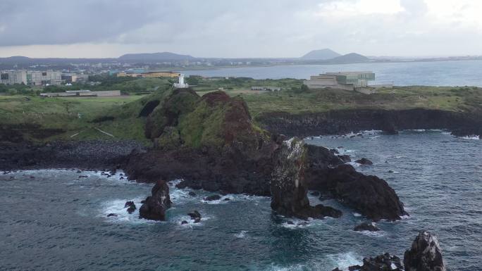 4K原素材-航拍济州岛涉地可支海岸线