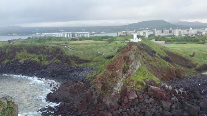 4K原素材-航拍济州岛涉地可支海岸线