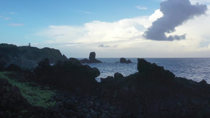 4K原素材-航拍火山黑石滩